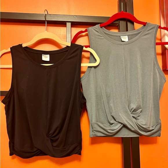 Athleta Tops - Athleta Twist-Knot Sleeveless Tank Top - Black & and Gray Blue